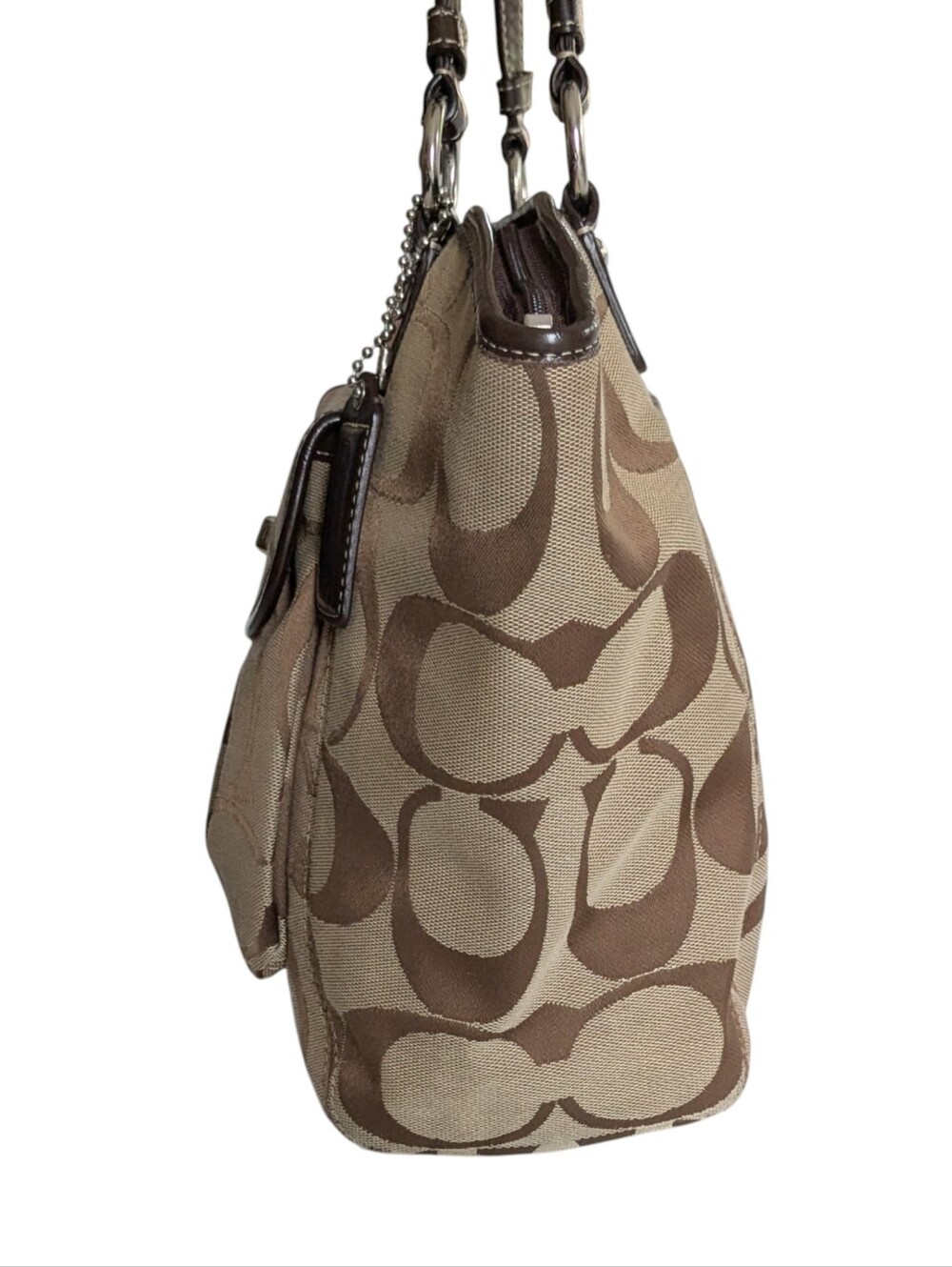 Coach Leah Signature Logo Canvas Tote - Picture 4 of 13